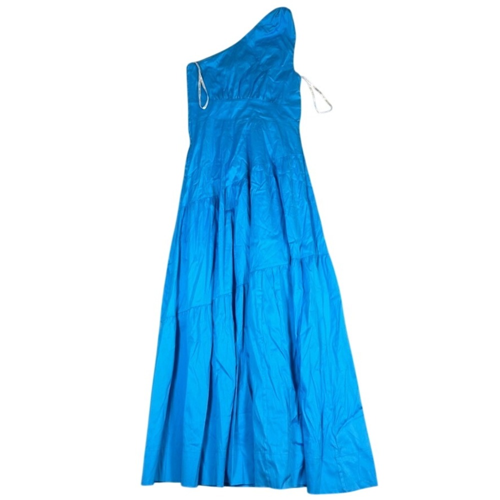 Lilly Pulitzer Womens Blue One Shoulder Tiered Maxi Dress Size 0 Stretch Cotton